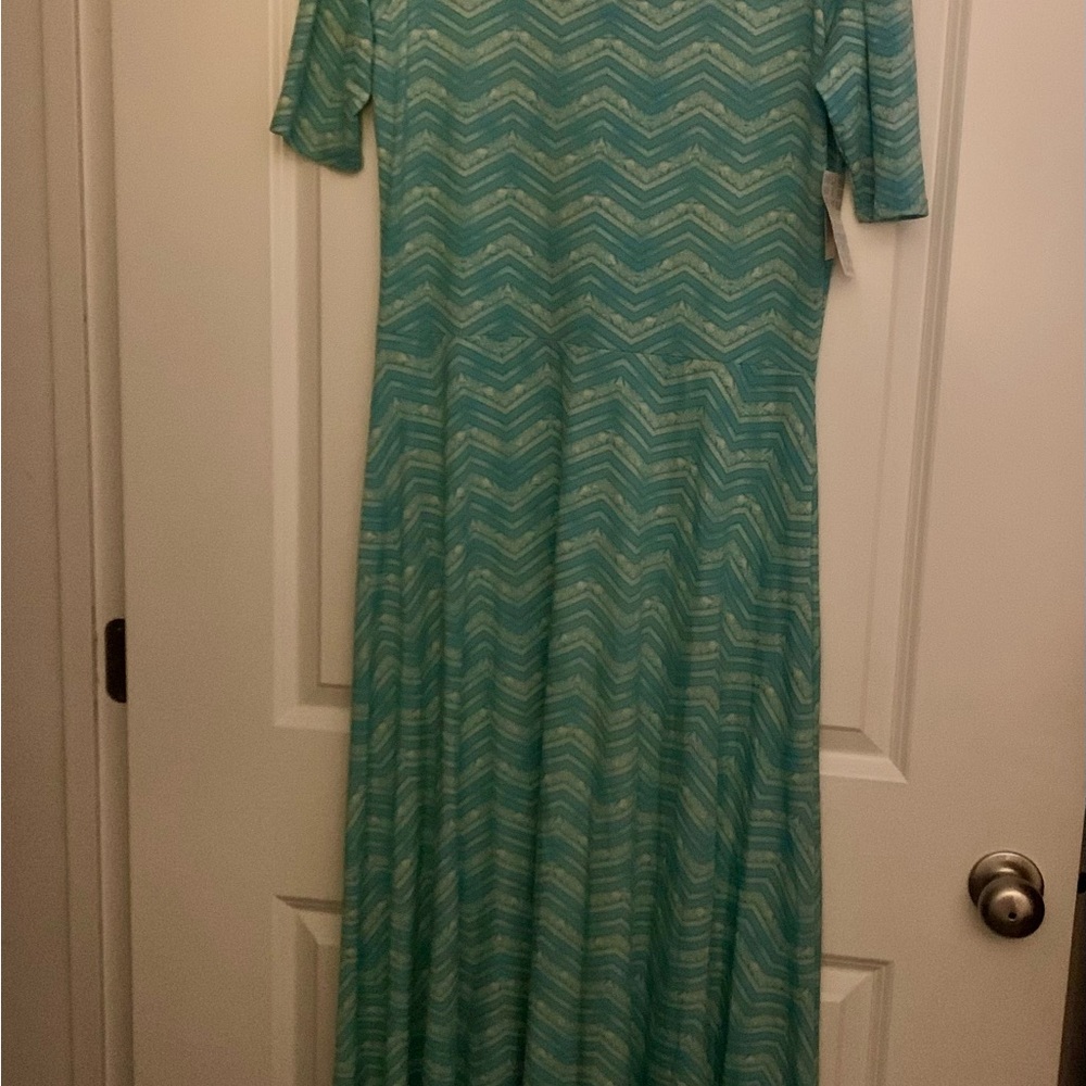LuLaRoe Teal Chevron Maxi Dress